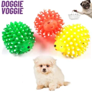 Natural Rubber Squeaky Toy Cum Chew Porcupine Shape Toy for Dog